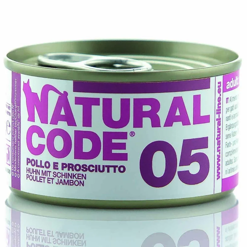Lattine Natural Code NC5 Pollo e Prosciutto Alimento Umido per Gatti Adulti 85g