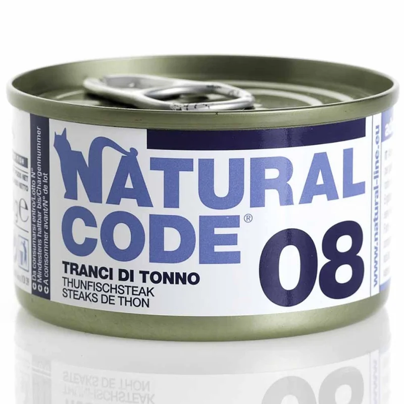 Lattine Natural Code NC8 Tranci di Tonno Alimento Umido per Gatti Adulti 85g