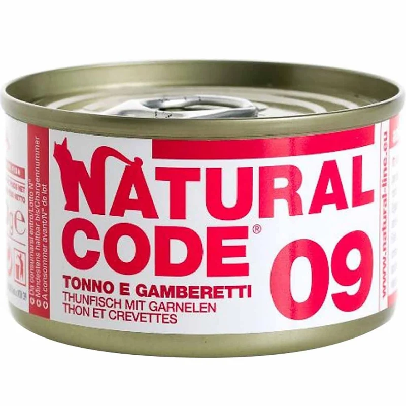 Lattine Natural Code NC9 Tonno e Gamberetti Alimento Umido per Gatti Adulti 85g