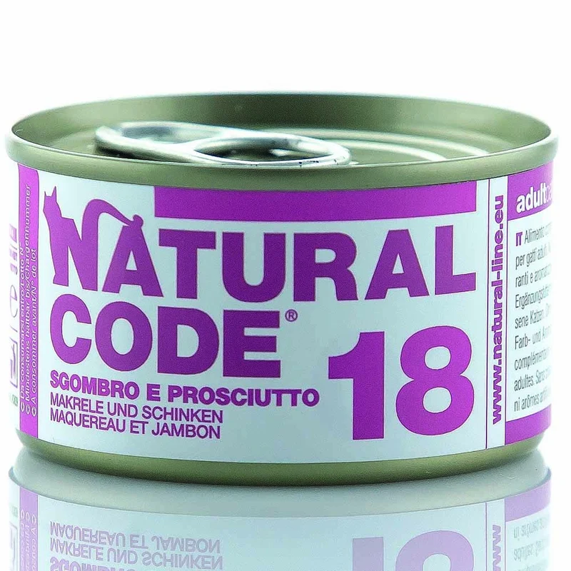Lattine Natural Code NC18 Sgombro e Prosciutto Alimento Umido per Gatti Adulti 85g