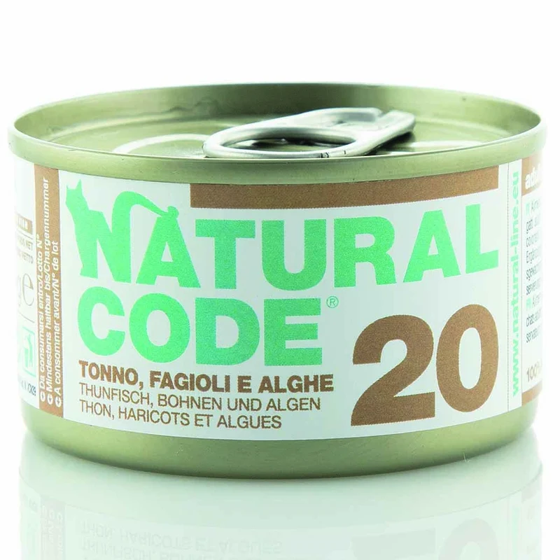 Lattine Natural Code NC20 Tonno Fagioli e Alghe Alimento Umido per Gatti Adulti 85g