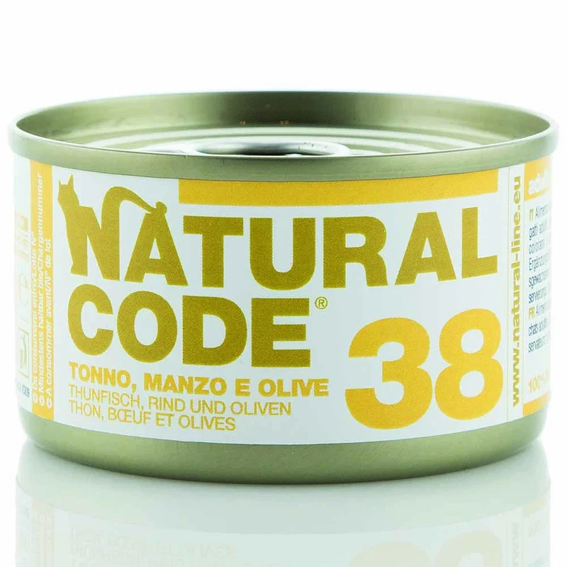 Lattine Natural Code NC38 Tonno Manzo e Olive Alimento Umido per Gatti Adulti 85g