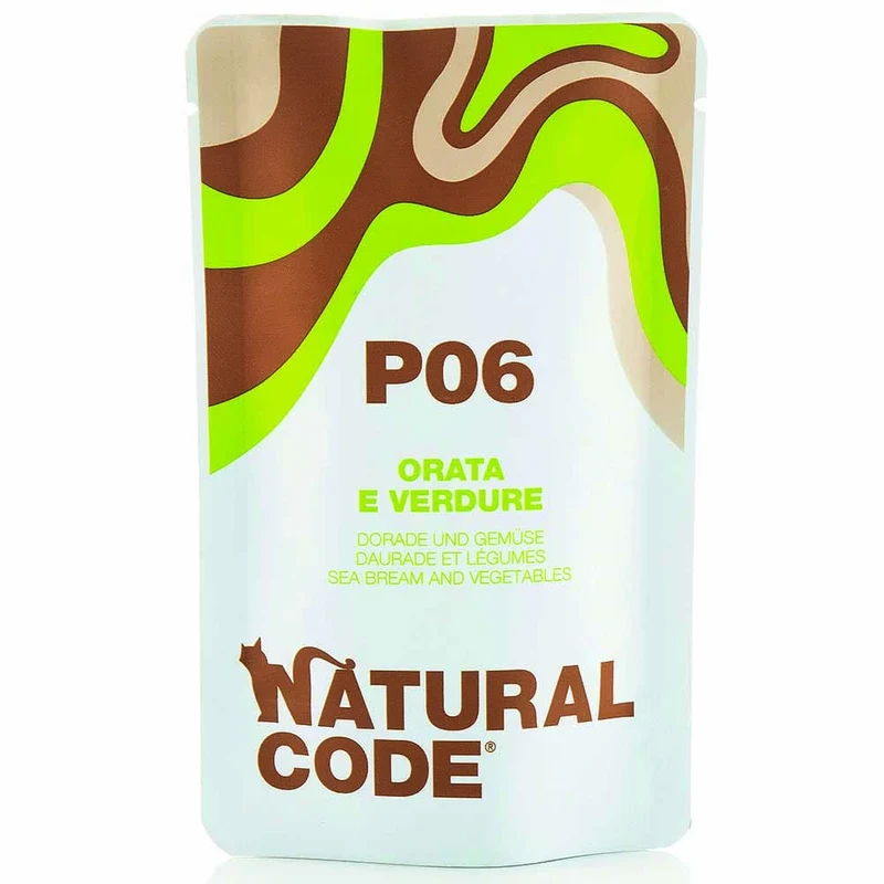 Busta Natural Code P06 Orata e Verdure Alimento Umido per Gatti in Gelatina 70g