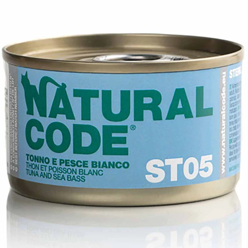 Lattine Natural Code Steril 05 Tonno e Pesci Bianchi per Gatti Sterilizzati 85g