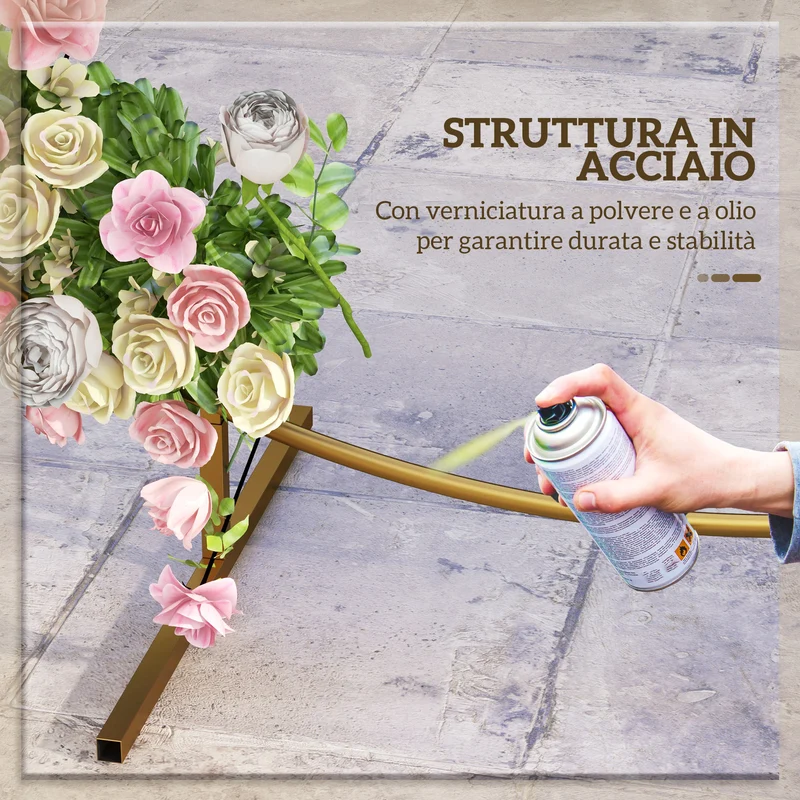 Arco da Giardino in Acciaio, Archetto Nuziale Rotondo per Palloncini e Piante Rampicanti per Cerimonie, Compleanni ed Eventi, 222x60x224 cm, Oro