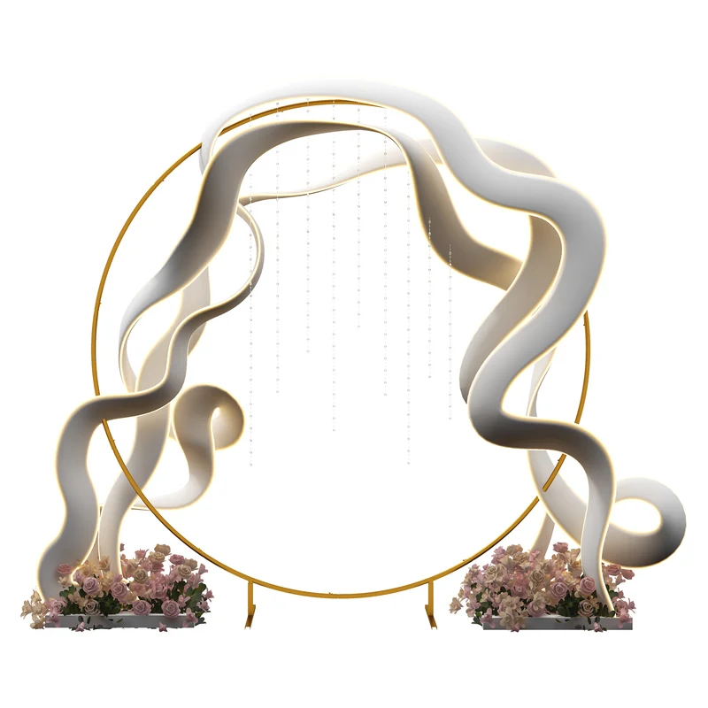 Arco da Giardino in Acciaio, Archetto Nuziale Rotondo per Palloncini e Piante Rampicanti per Cerimonie, Compleanni ed Eventi, 222x60x224 cm, Oro