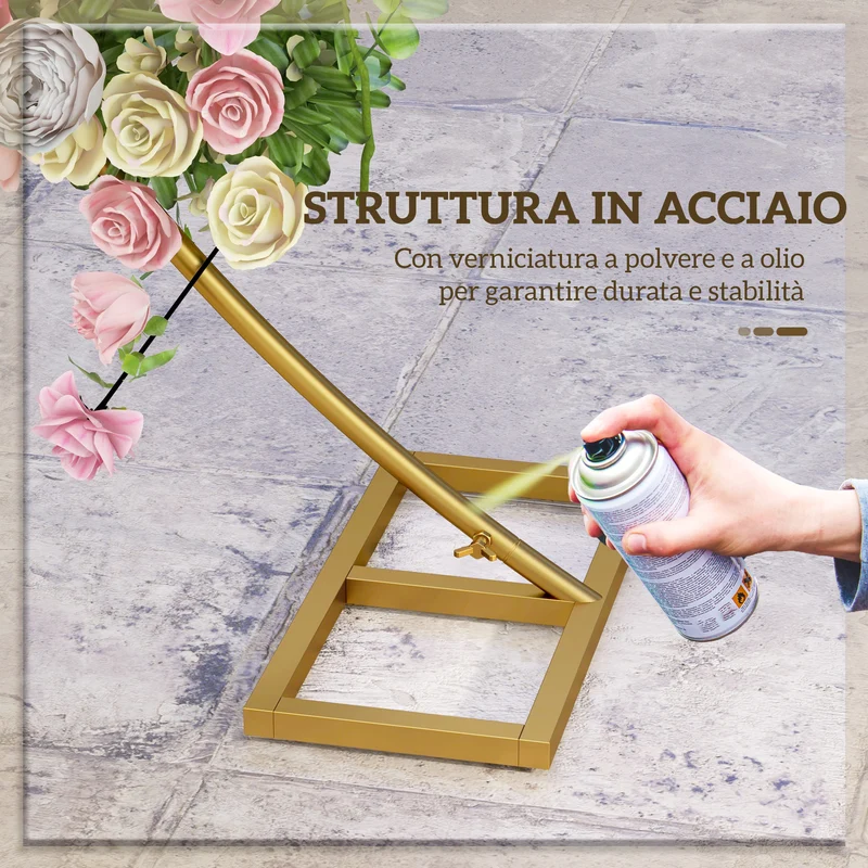 Arco da Giardino 280x60x258 cm per Decorazioni e Piante Rampicanti in Acciaio Oro