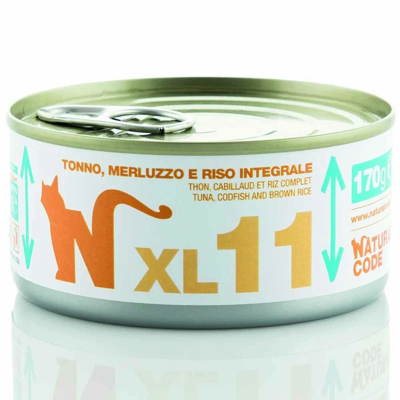 Lattine Natural Code XL11 Tonno Merluzzo e Riso Integrale Alimento Umido per Gatti Adulti 170g
