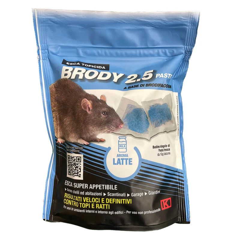 Esca rodenticida Brody 2.5 pasta blu aroma latte 150g Kollant