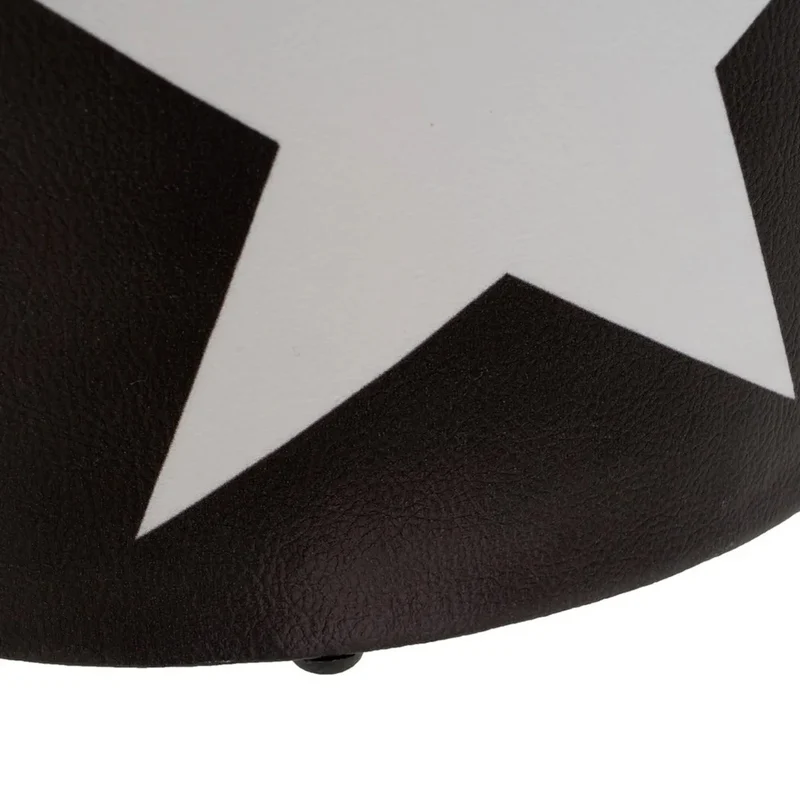 Set 3 Pouf Bauli Contenitori Star Poggiapiedi Capiente con Coperchio Rimovibile in Similpelle Nero Grigio Bianco