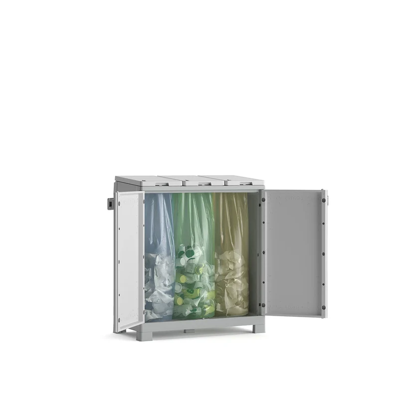 Armadio Pattumiera Differenziata 2 Ante 94x45x101 cm Keter Recyclo Premium Grigio e Bianco