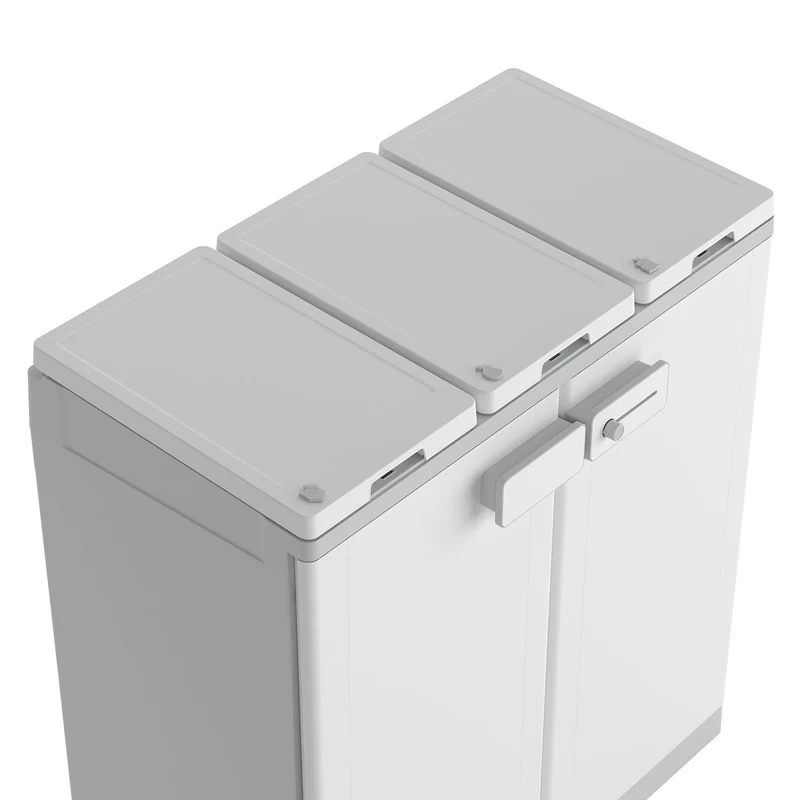 Armadio Pattumiera Differenziata 2 Ante 94x45x101 cm Keter Recyclo Premium Grigio e Bianco