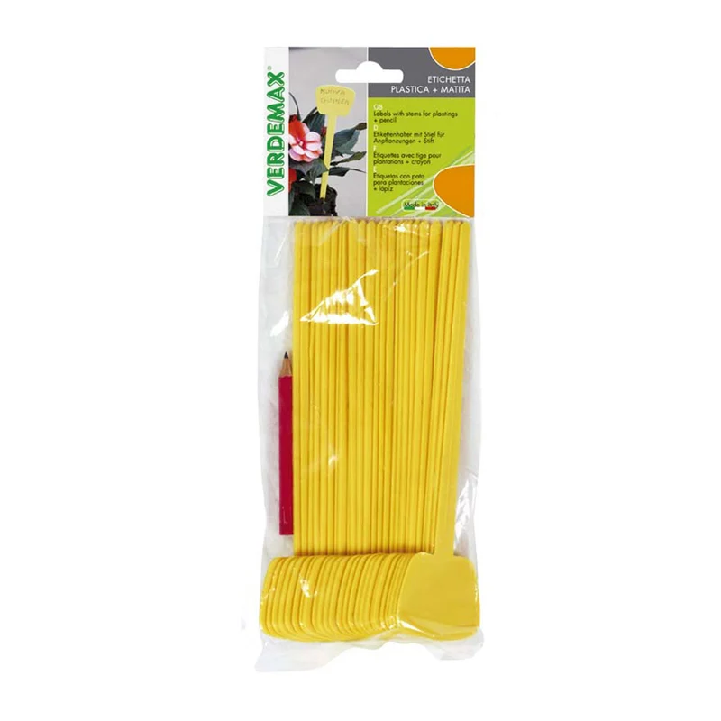 Etichette per piante con gambo Verdemax gialle 20 cm confezione 25 pezzi