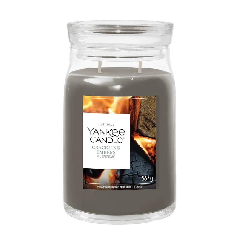 Candela Crackling Embers 567g Grigio YANKEE CANDLE