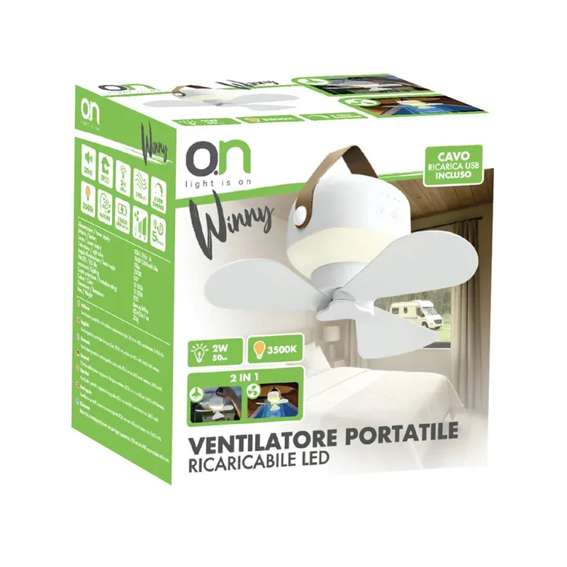Ventilatore Portatile Winny Ricaricabile Led