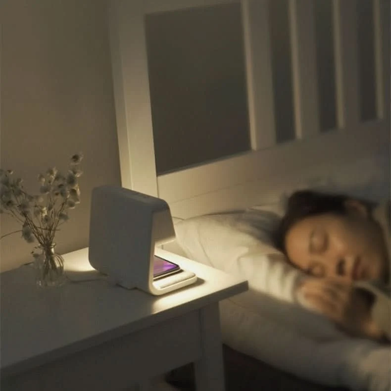 Wireless Charging Pad with Digital Alarm Clock and LED Night Light