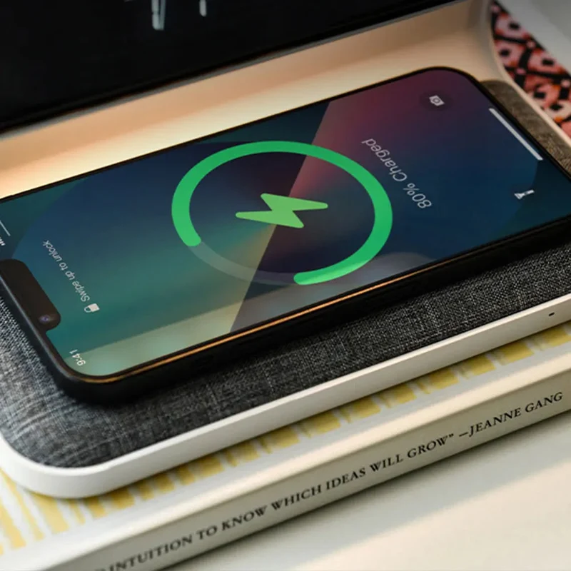 Wireless Charging Pad with Digital Alarm Clock and LED Night Light