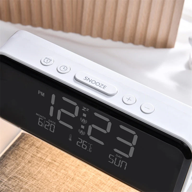 Wireless Charging Pad with Digital Alarm Clock and LED Night Light