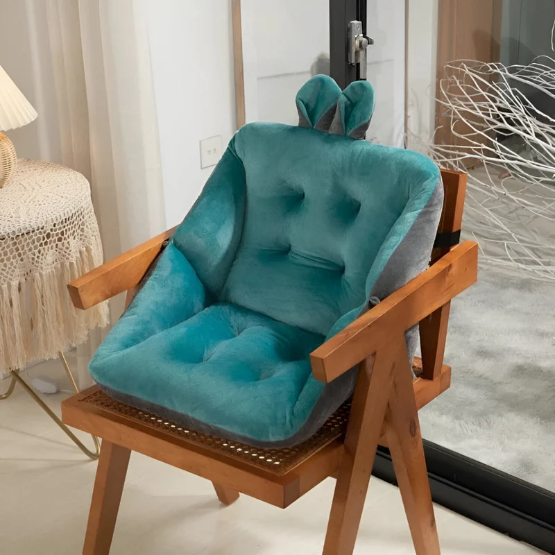 Office Chair Cushion with Backrest Quilted Velvet Padded Seat Pad for Desk and Dining