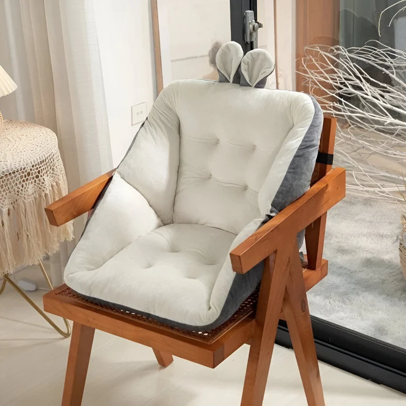 Office Chair Cushion with Backrest Quilted Velvet Padded Seat Pad for Desk and Dining