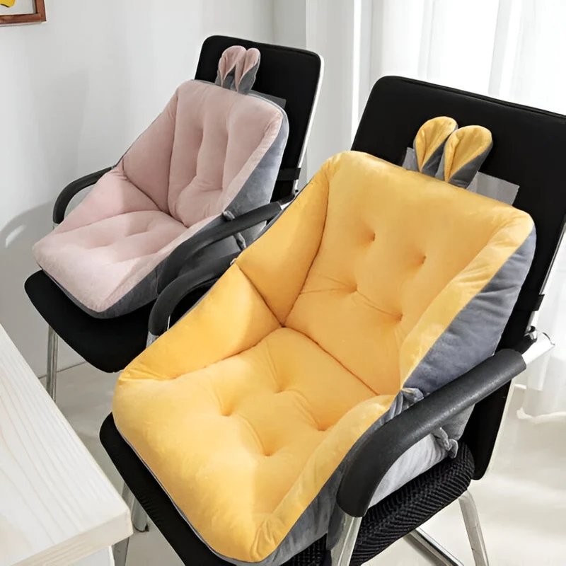 Office Chair Cushion with Backrest Quilted Velvet Padded Seat Pad for Desk and Dining