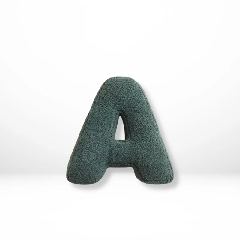 Decorative Throw Pillow Letter Shaped with Sherpa Fleece Bouclé Texture