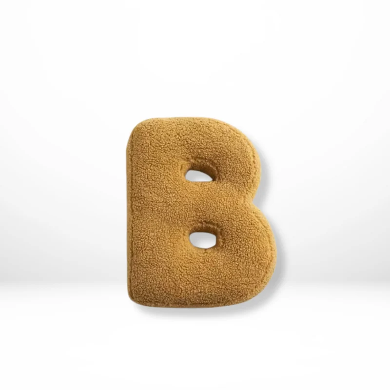 Decorative Throw Pillow Letter Shaped with Sherpa Fleece Bouclé Texture