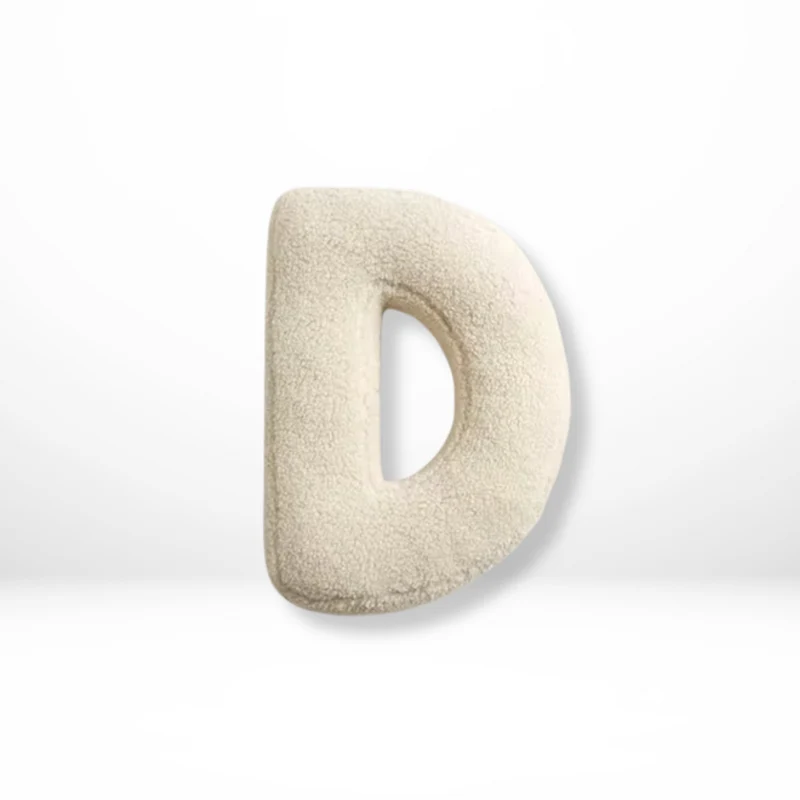 Decorative Throw Pillow Letter Shaped with Sherpa Fleece Bouclé Texture
