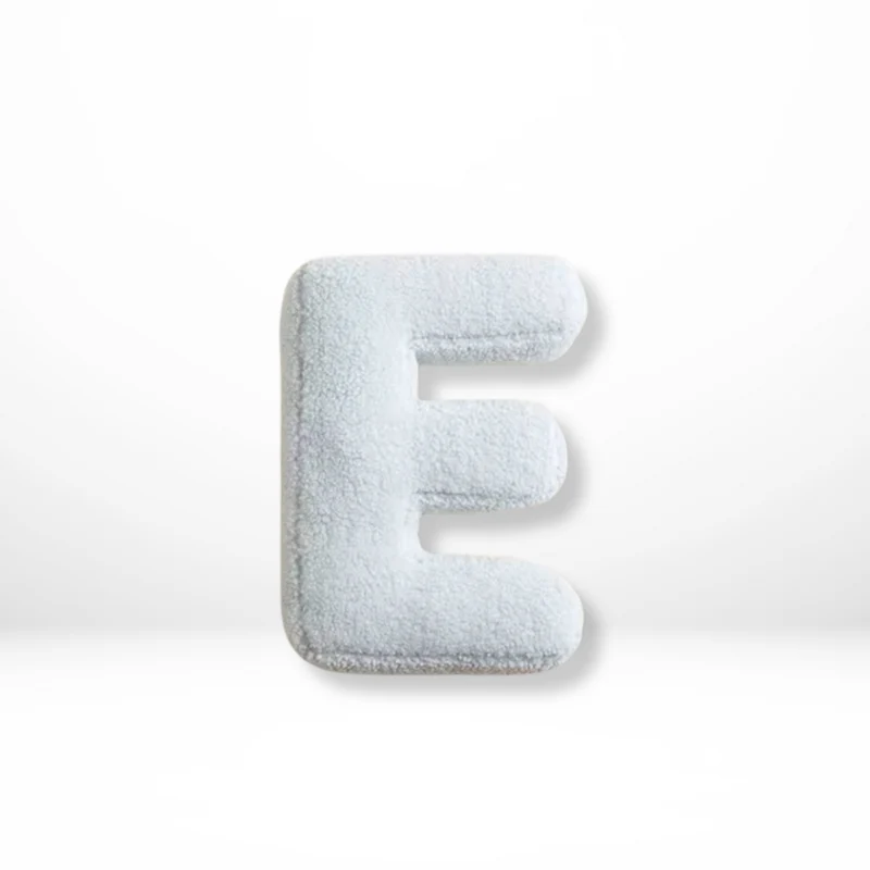 Decorative Throw Pillow Letter Shaped with Sherpa Fleece Bouclé Texture
