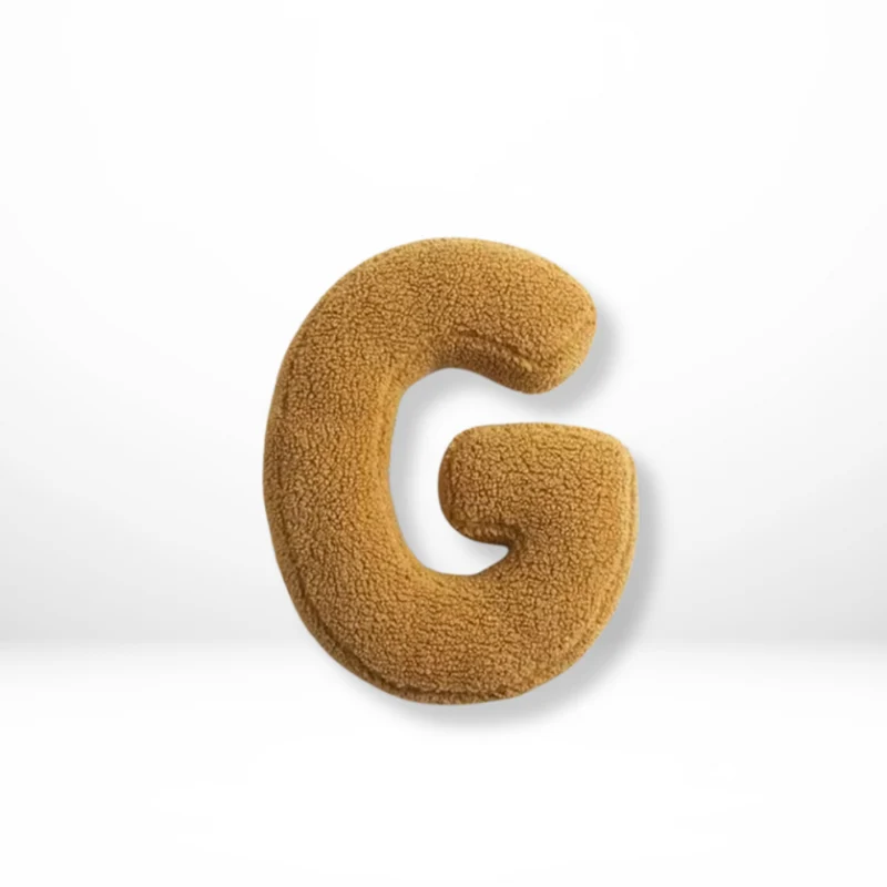 Decorative Throw Pillow Letter Shaped with Sherpa Fleece Bouclé Texture
