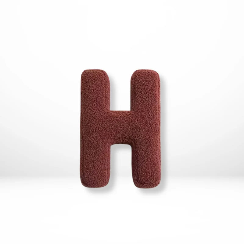 Decorative Throw Pillow Letter Shaped with Sherpa Fleece Bouclé Texture