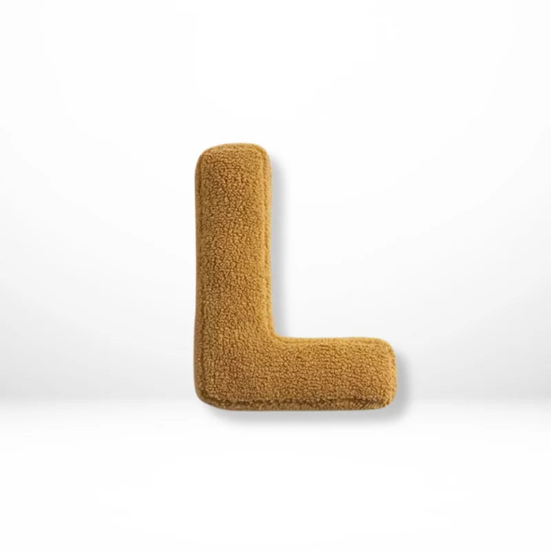 Decorative Throw Pillow Letter Shaped with Sherpa Fleece Bouclé Texture