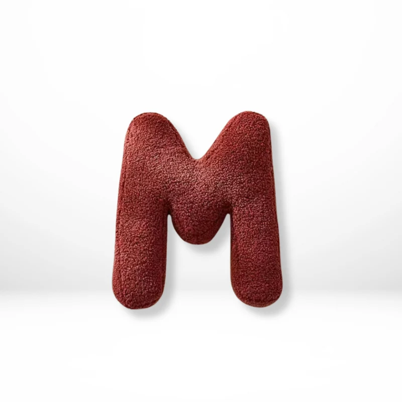 Decorative Throw Pillow Letter Shaped with Sherpa Fleece Bouclé Texture