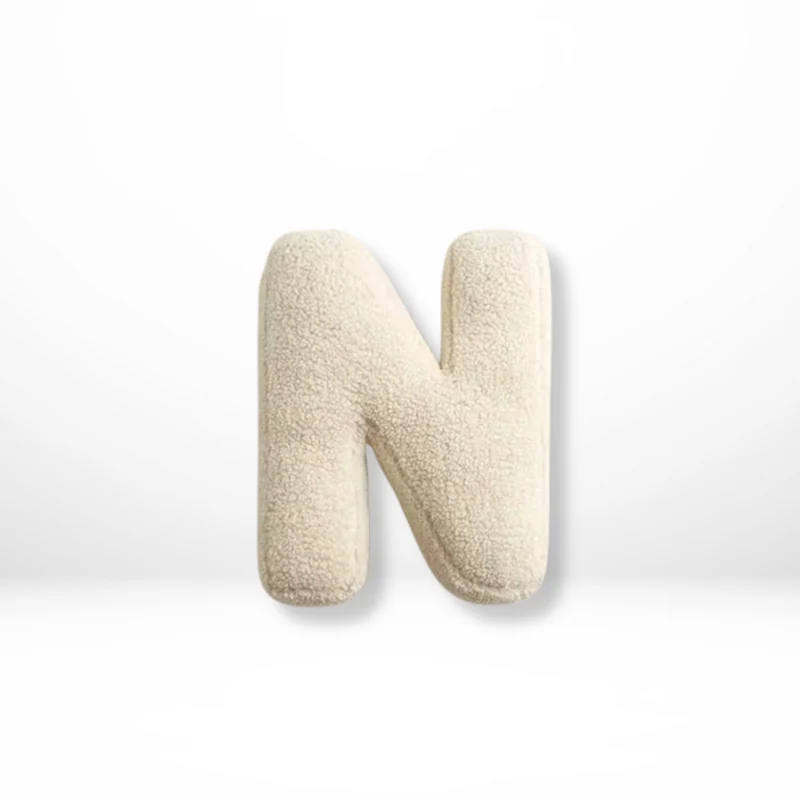 Decorative Throw Pillow Letter Shaped with Sherpa Fleece Bouclé Texture