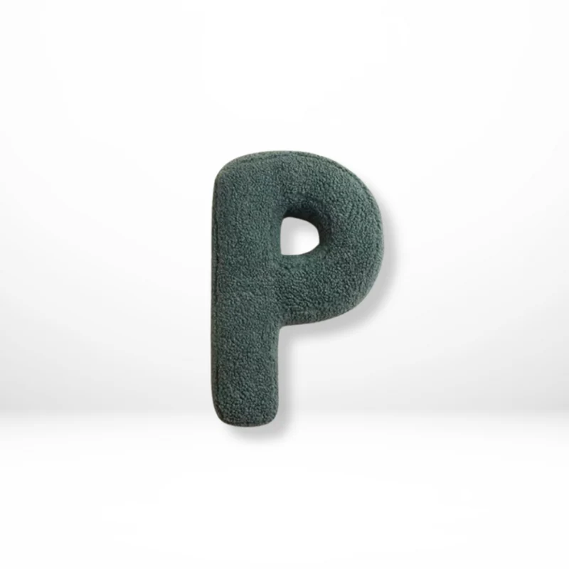 Decorative Throw Pillow Letter Shaped with Sherpa Fleece Bouclé Texture