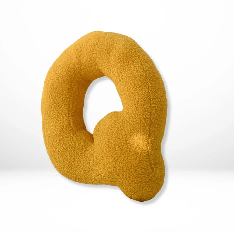Decorative Throw Pillow Letter Shaped with Sherpa Fleece Bouclé Texture