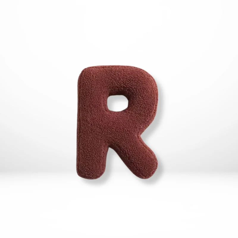 Decorative Throw Pillow Letter Shaped with Sherpa Fleece Bouclé Texture
