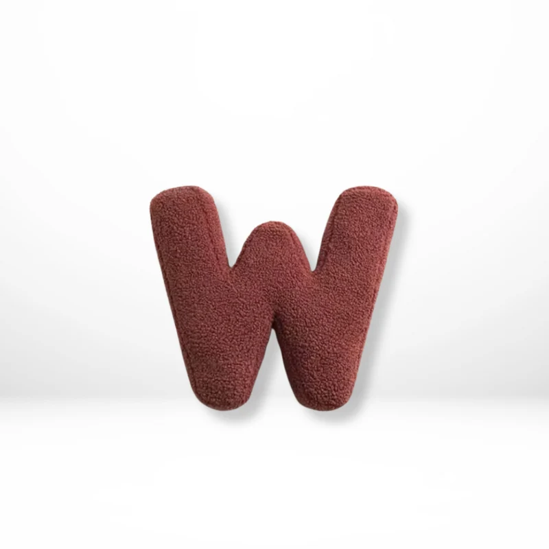 Decorative Throw Pillow Letter Shaped with Sherpa Fleece Bouclé Texture