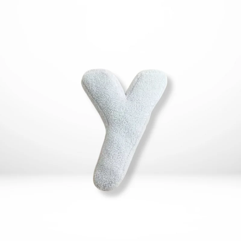 Decorative Throw Pillow Letter Shaped with Sherpa Fleece Bouclé Texture