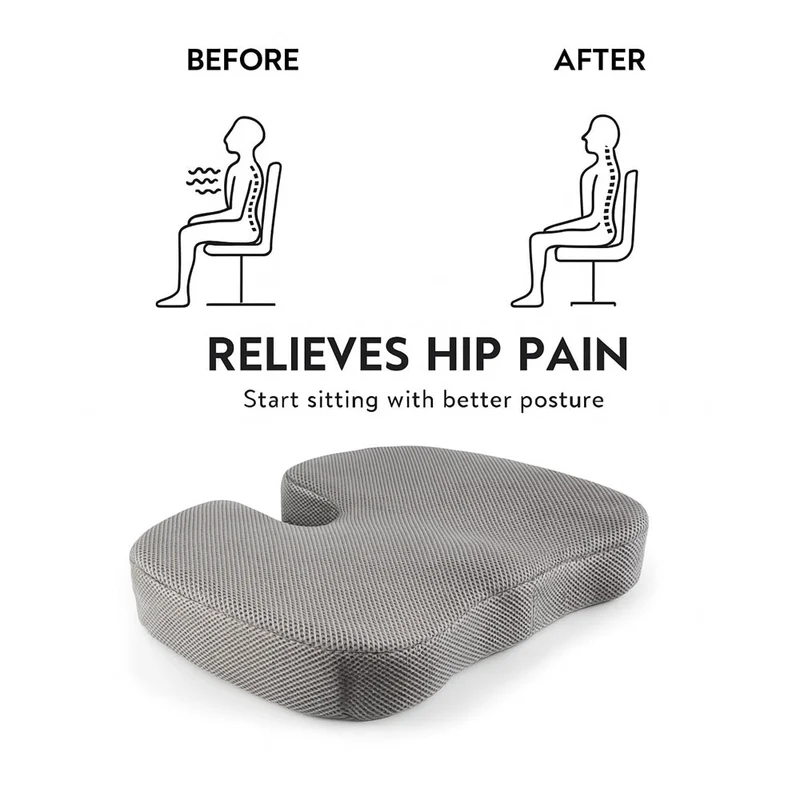 Desk Chair Seat Cushion with Memory Foam and Pressure Relief for Office and Car