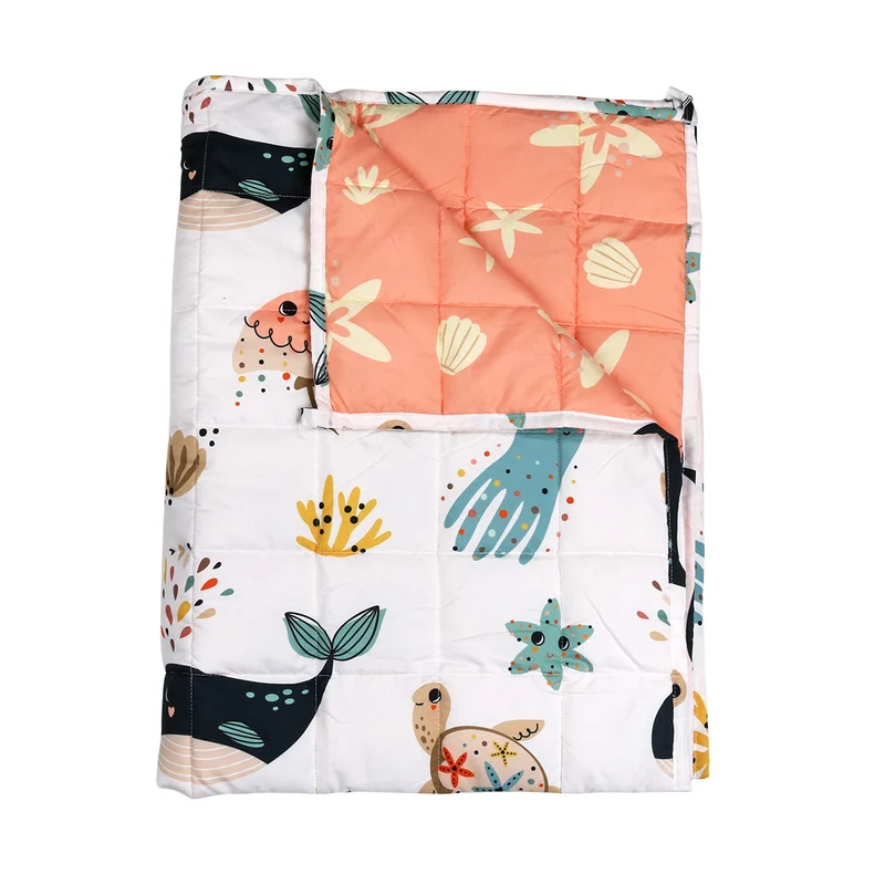 Kids' Weighted Blanket with Reversible Quilted Design and Cartoon Patterns for Restful Sleep