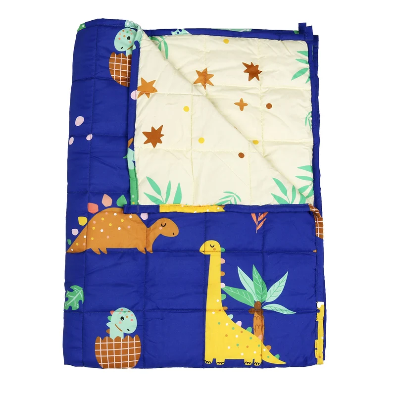 Kids' Weighted Blanket with Reversible Quilted Design and Cartoon Patterns for Restful Sleep