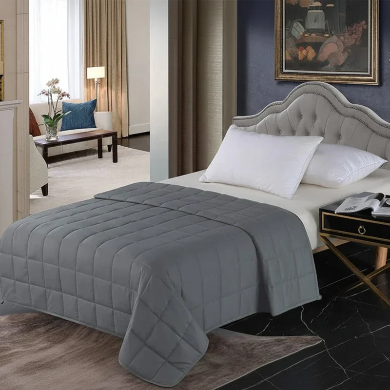 Weighted Blanket for Sleep Benefits with Quilted Grid Pattern and Even Pressure Distribution