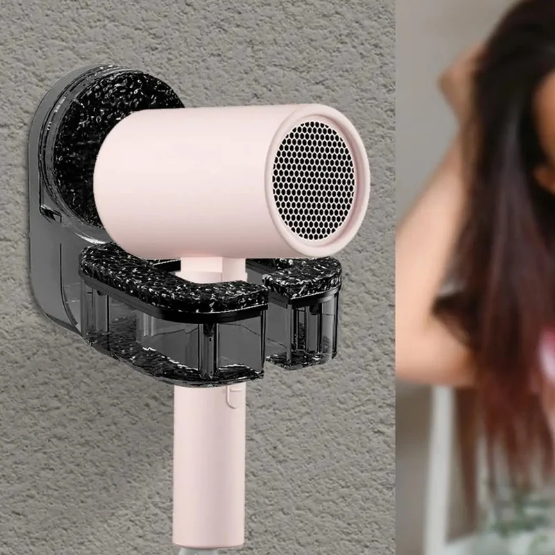 Wall Mounted Hair Dryer Holder with Suction Cup and No-Drill Installation