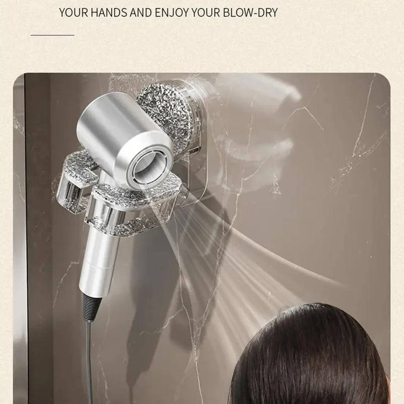 Wall Mounted Hair Dryer Holder with Suction Cup and No-Drill Installation