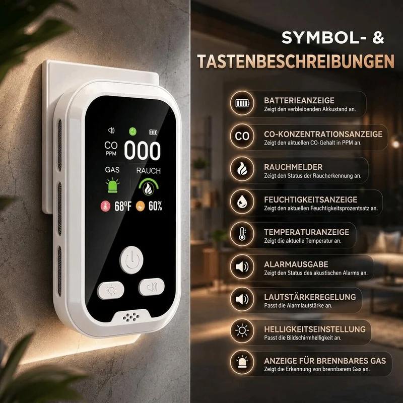 Rauchmelder, Feuermelder & Kohlenmonoxid Melder in 1 | Aerischild