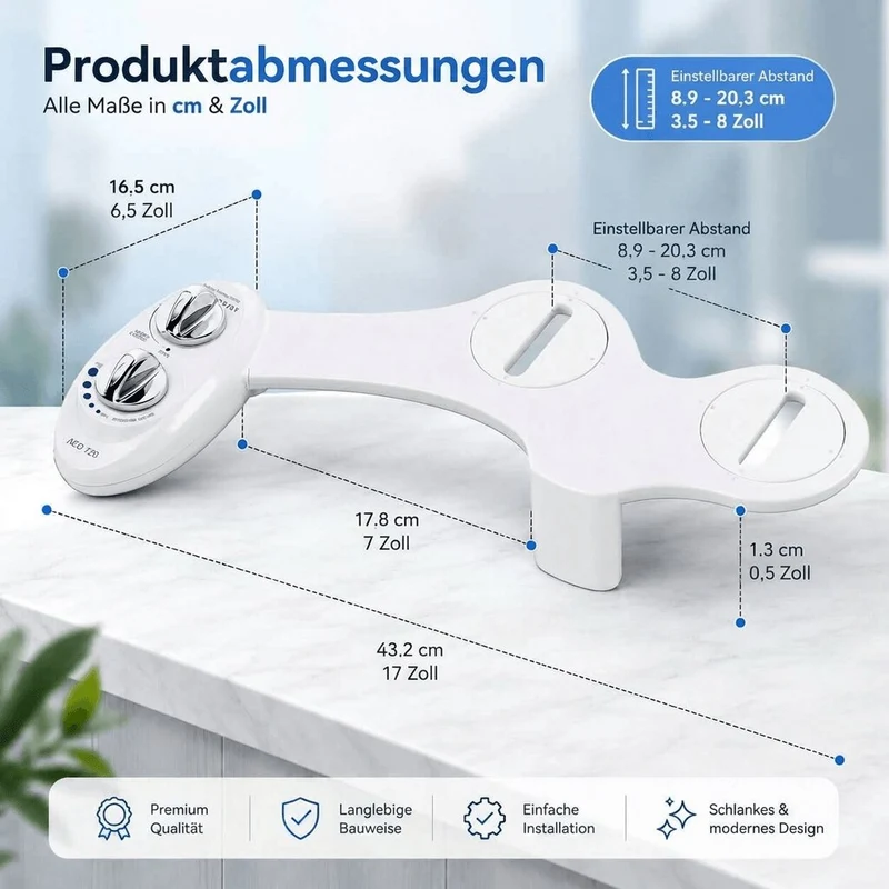 WC Dusche zum Nachrüsten ohne Strom | WC Bidet mit Wasserdruckregler | Aqualis