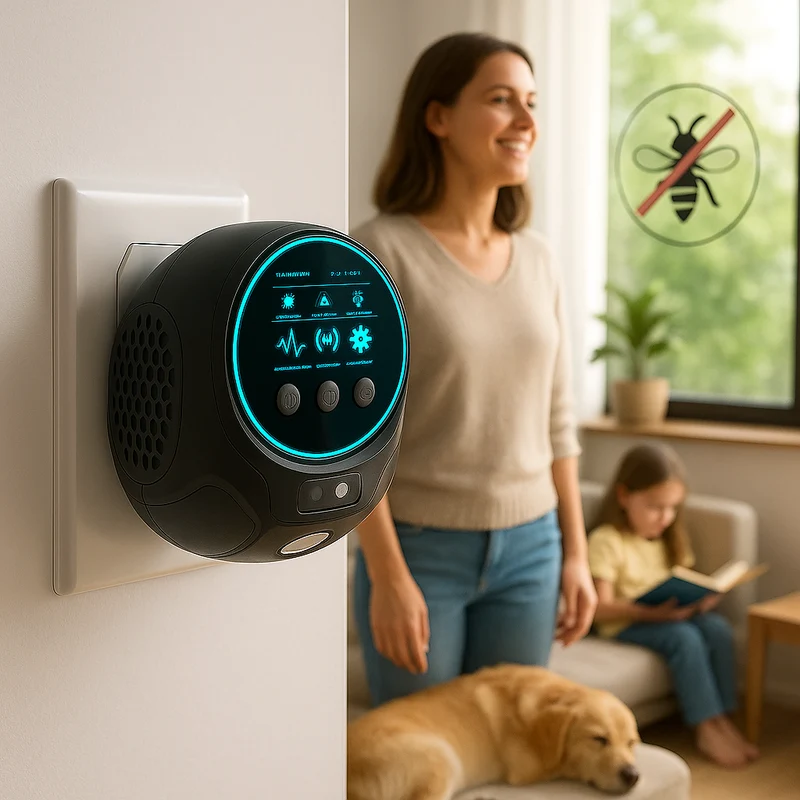 Ultraschall Wespen, Bienen & Mäuse Vertreiber | 360 Grad Schädlingsabwehr für Haus und Terrasse | Schallwacht