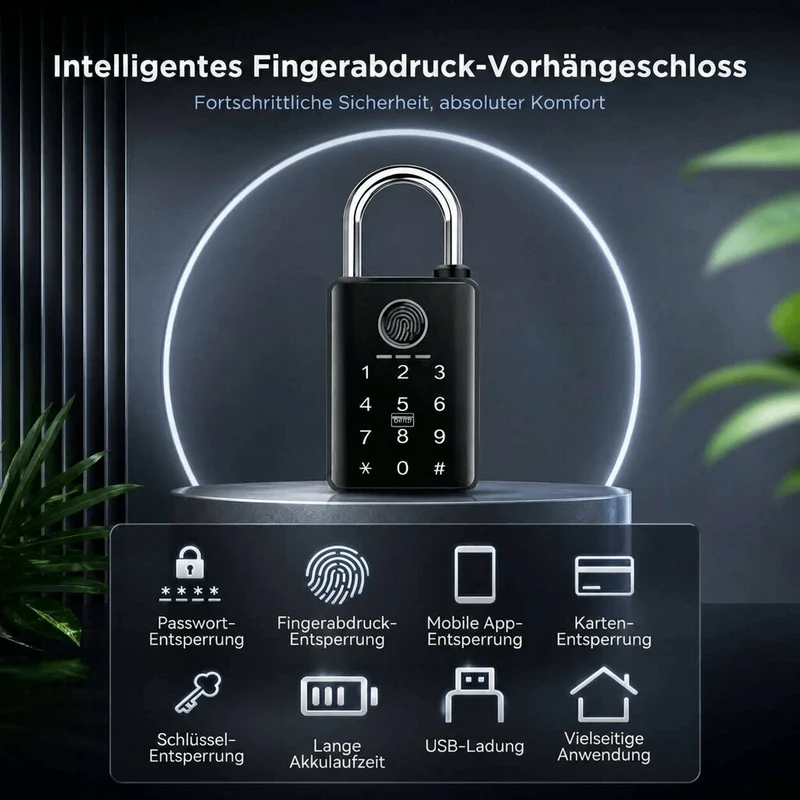 Vorhängeschloss mit Fingerabdruck & Schlüssel | Fingardis