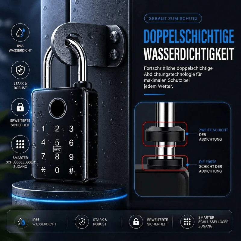 Vorhängeschloss mit Fingerabdruck & Schlüssel | Fingardis